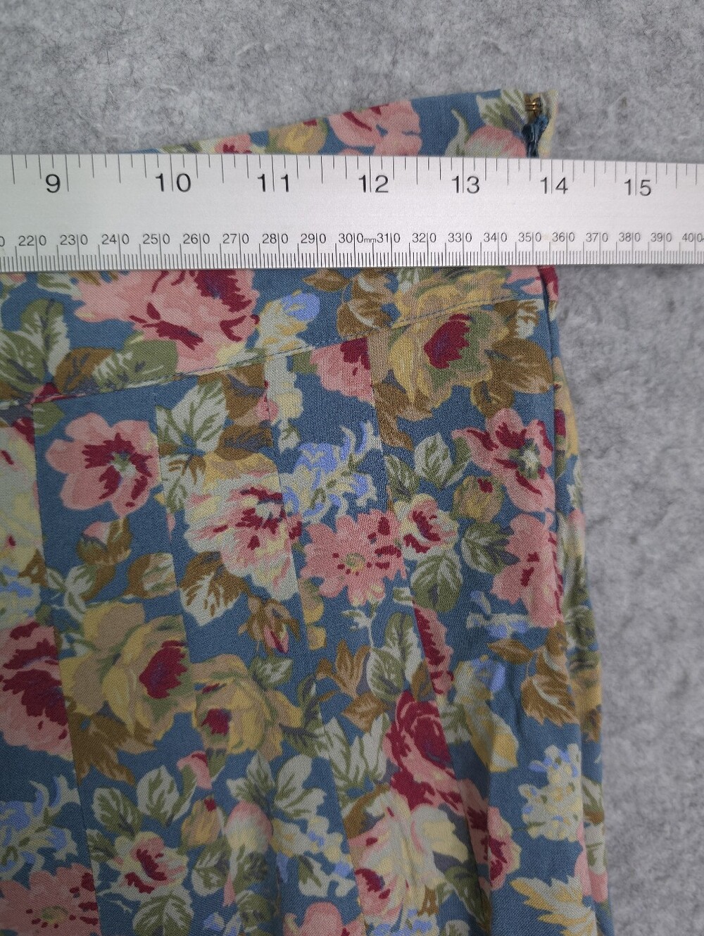 Sézane Jade Blue Floral Pleated Midi Skirt Viscose Size 36 / 4 - Picture 9 of 10